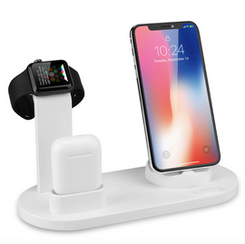Bakeey 3 In 1 Qi Wireless Charger Dock Holder Mount for Apple Watch Airpods Phone - White