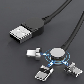 Bakeey 3 In 1 180 Degree Rotating Type C Micro USB 3.5A Fast Charging Rotating Magnetic Data Cable For iPhone