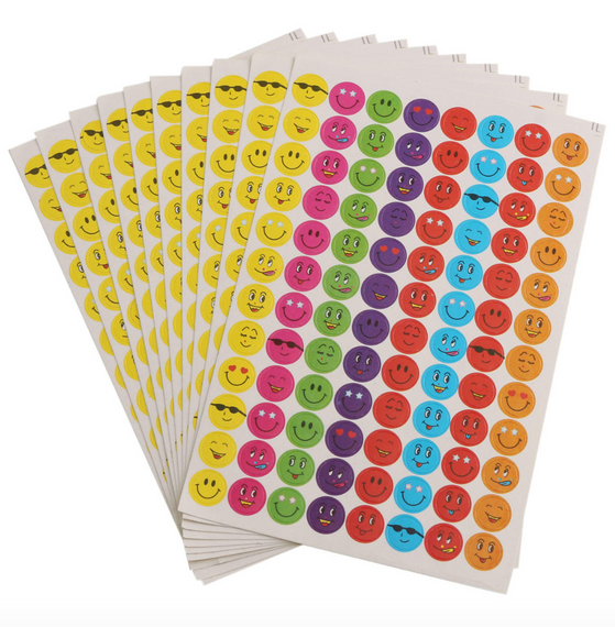 10 Sheets Smile Face Mixed Color Stickers School Teacher Kids